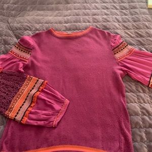 Anthropologie Blink Pink BoHo Lightweight Sweater w/ lots of color.